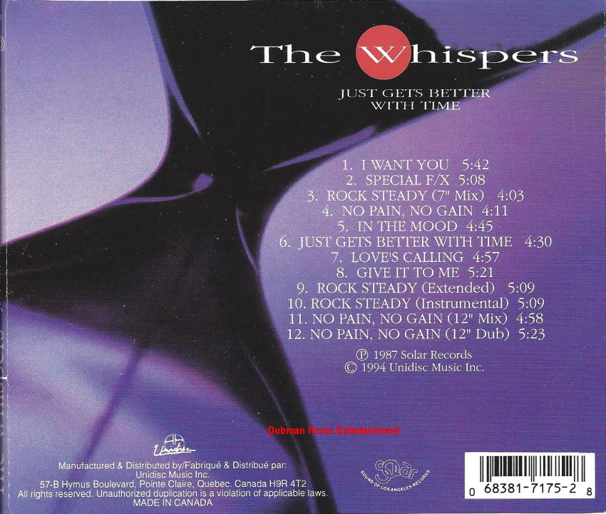 The Whispers ‎– Just Gets Better With Time - Dubman Home Entertainment